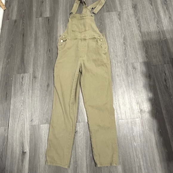 Women’s Olive Beige Overalls Jumpsuit - Casual Utility Style size XS - Picture 2 of 6